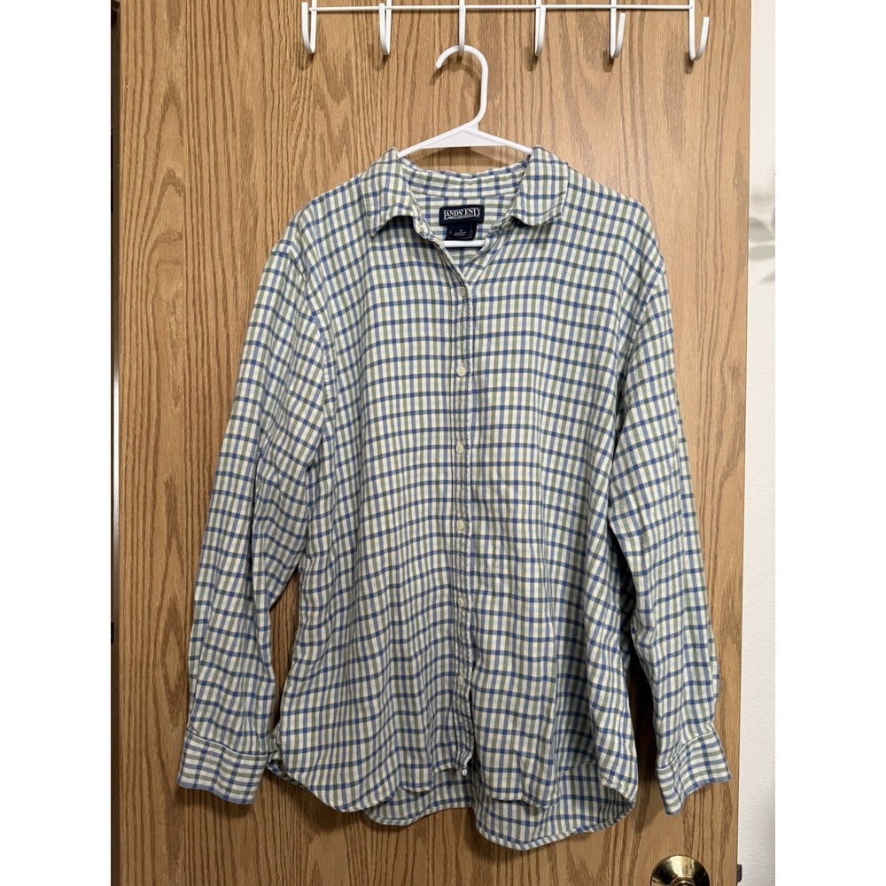 Land's End Women's Plaid Flannel Shirt Size 16 100% Cotton